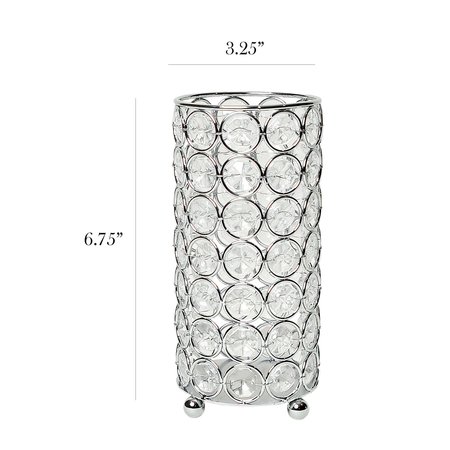 Elegant Designs Elipse Crystal and Chrome 6.75 Inch Candle Holder HG1002-CHR